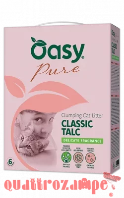 Oasy Lettiera Pure Classic Talco 6 LT Agglomerante Profumata al Talco Per Gatti