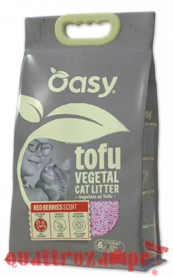 Oasy Lettiera Vegetale Tofu Profumata Ai Frutti Rossi 6 LT Agglomerante per Gatti