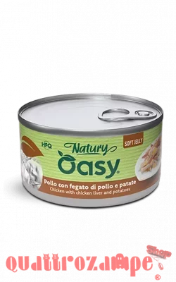 Oasy Natury Cat Soft Jelly Pollo Con Fegato di Pollo e Patate 85 gr Lattina Umido Per Gatti