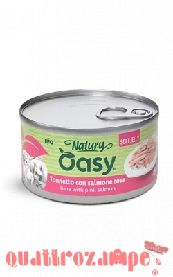 Oasy Natury Cat Soft Jelly Tonnetto Con Salmone Rosa 85 gr Lattina Umido Per Gatti
