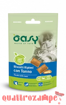 Oasy Snack Biscotti Ripieni Con Tonno 60 g per Gatti