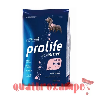 Prolife Dog Sensitive Mini Adult Maiale e Riso 7 Kg Crocchette Per Cani