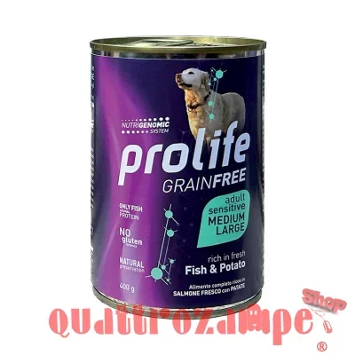 Prolife Dog Adult Sensitive Medium Large Grain Free Pesce e Patate 400 gr Umido Per Cani