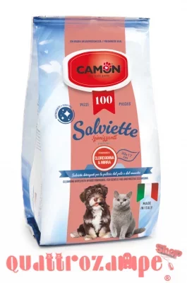 Camon 100 Salviette Detergenti Mirra e Clorexidina Per Cani e Gatti Maxi Formato