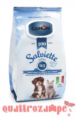 Camon 100 Salviette Detergenti al Talco Per Cani e Gatti Maxi Formato