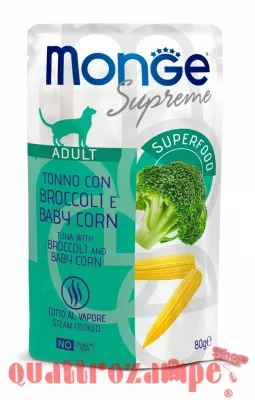 Monge Supreme Adult Tonno Broccoli Baby Corn 80 gr Bustina Gatto