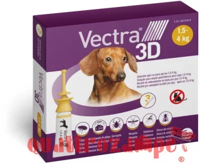 Vectra 3D Giallo Spot-On da 1,5 a 4 kg 3 Pipette per cani