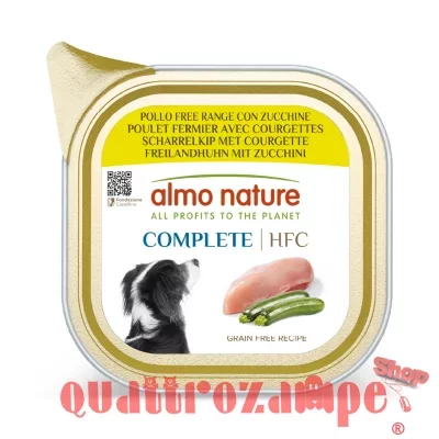 Almo Nature HFC Complet Pollo Free Range Con Zucchine 85 gr Vaschetta Umido Per Cani