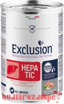 Exclusion Diet Hepatic Maiale e Riso 400 gr Barattolo Umido Per Cane