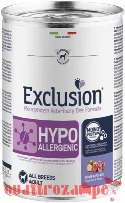 Exclusion Diet Hypoallergenic Cinghiale e Piselli 400 gr Barattolo Umido Per Cane