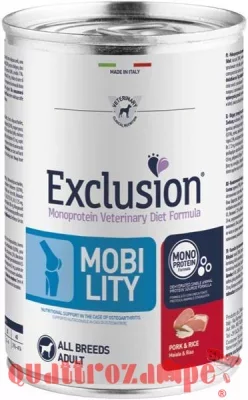 Exclusion Diet Mobility Maiale e Riso 400 gr Barattolo Umido Per Cane