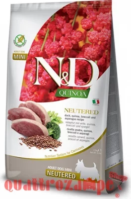 Farmina N/D Quinoa Grain Free Adult Mini Neutered Anatra 7 Kg Per Cani NOVITA