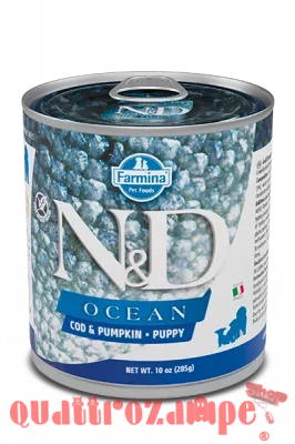 Farmina N/D Umido Ocean Dog Puppy Merluzzo e Zucca 285 Gr Cane