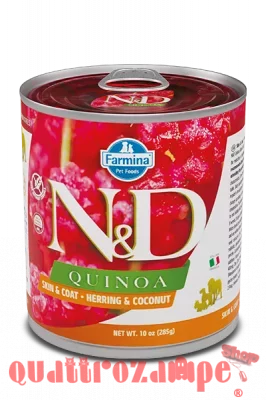 Farmina N/D Umido Quinoa Dog Adult Skin Coat Aringa e Cocco 285 Gr Cane