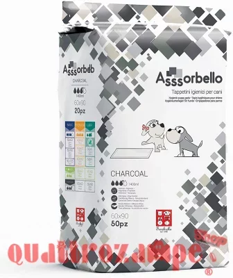 Ferribiella 50 Tappetini Assorbello Ultra Charcoal 60 x 90 Traverse Carbone Attivo Cani