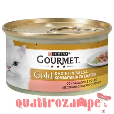 Gourmet gold dadini 85 gr Salmone Pollo Scatolette Gatti