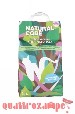 Natural Code Lettiera Vegetale Agglomerante Talco 3,8 kg Gatti