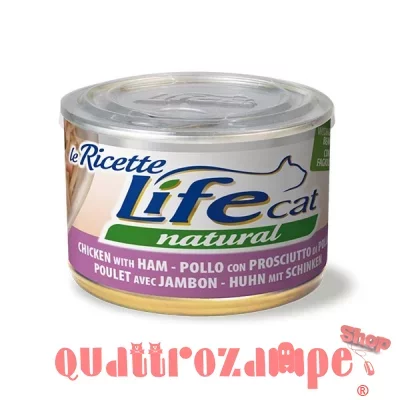 Life Cat Le Ricette Natural Pollo Prosciutto 150 gr Scatoletta Gatti