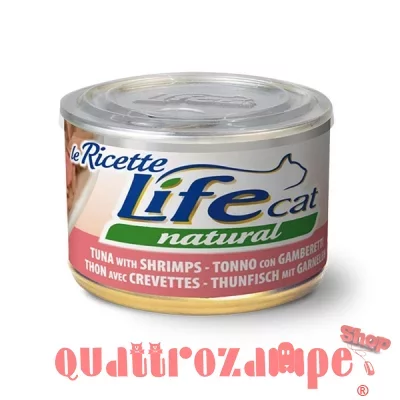 Life Cat Le Ricette Natural Tonno Gamberetti 150 gr Scatoletta Gatti