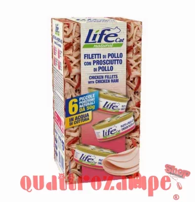 Life Cat Natural Pollo Con Prosciutto 6 x 50 gr Multipack Umido Gatti