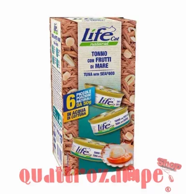 Life Cat Natural Tonno Con Frutti di Mare 6 x 50 gr Multipack Umido Gatti