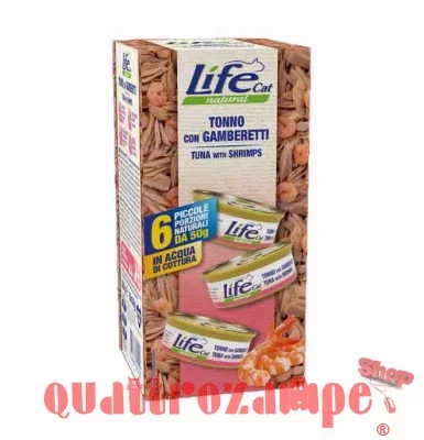 Life Cat Natural Tonno Con Gamberetti 6 x 50 gr Multipack Umido Gatti