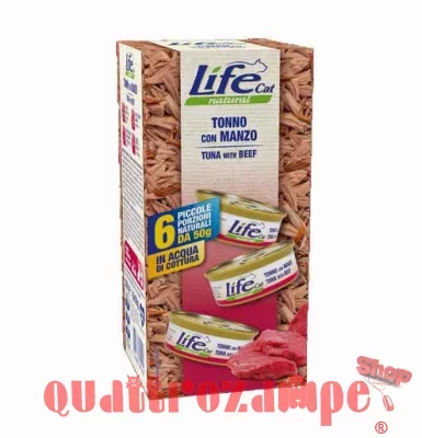 Life Cat Natural Tonno Con Manzo 6 x 50 gr Multipack Umido Gatti