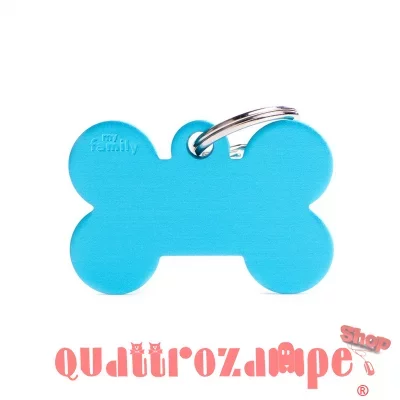 Medaglietta Incisa My Family Basic Osso Grande Azzurro
