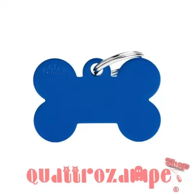 Medaglietta Incisa My Family Basic Osso Grande Blu