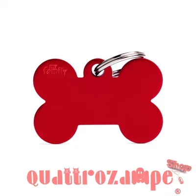 Medaglietta Incisa My Family Basic Osso Grande Rosso
