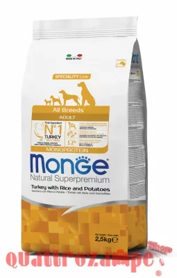 Monge Superpremium All Breeds Adult Monoproteico Tacchino Riso 12 kg
