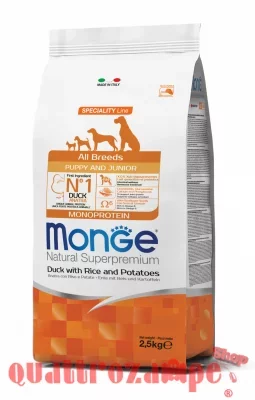 Monge Superpremium All Breed Puppy Junior Anatra Anatra Riso 12 kg Cane