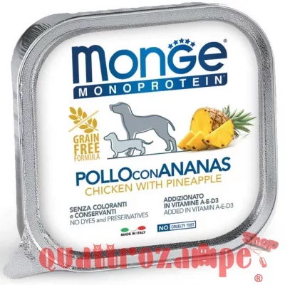 Monge Dog Pollo Con Ananas 150 gr Monoproteico Grain Free Umido per Cani