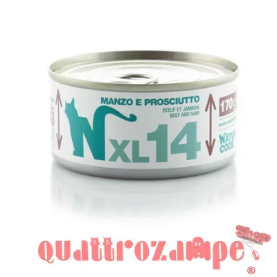 Natural Code XL 14 Manzo e Prosciutto 170 gr Per Gatti