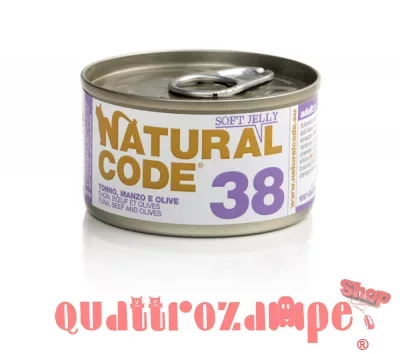 Natural Code 38 Tonno Manzo e Olive 85 gr Per Gatti