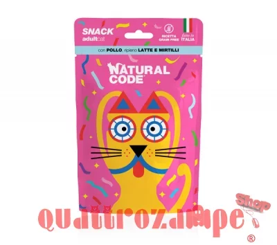 Natural Code Snack Cat Adult Grain Free Pollo Latte Mirtilli 60 gr