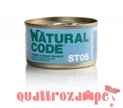 Natural Code ST05 Tonno e Pesce Bianco 85 gr Scatoletta Gatti Sterilizzati
