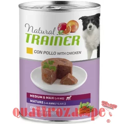 Natural Trainer Medium Maxi Mature Pollo 400 gr Umido Cane