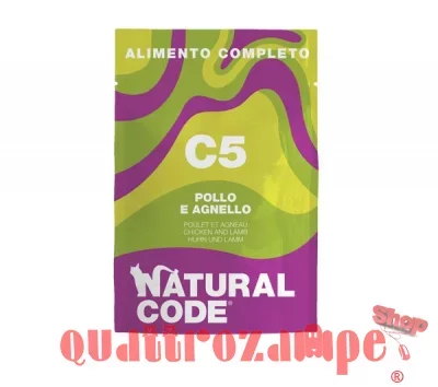 Natural Code C5 Pollo Agnello 70 gr Cibo Umido Completo Per Gatti