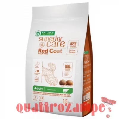 Nature's Protection Red Coat Adult Small Agnello 1,5 kg Crocchette Grain Free Cani Manti Rossi