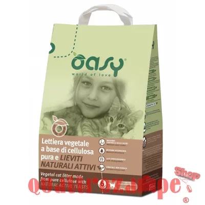 Oasy Lettiera Vegetale A Base di Cellulosa Pura e Lieviti Naturali Attivi 6 lt