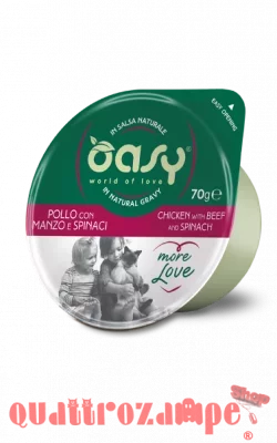 Oasy More Love Green Cup Pollo Con Manzo e Spinaci 70 gr Umido Gatto