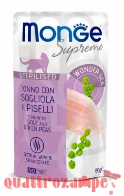 Monge Supreme Sterilised Tonno Sogliola Piselli 80 gr Bustina Gatti