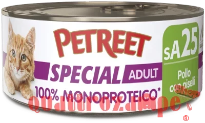 Petreet Monoproteico Pollo Con Piselli 60 gr sA25 Lattina Umido Gatto