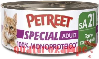 Petreet Monoproteico Tonno Con Fagiolini 60 gr sA21 Lattina Umido Gatto