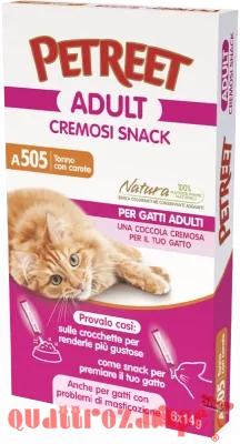 Petreet Cremosi Snack 6 Bustine da 14 gr Tonno Con Carote