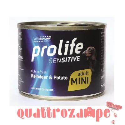 Prolife Sensitive Dog Mini Adult Renna Patate 200 gr Umido Per Cani