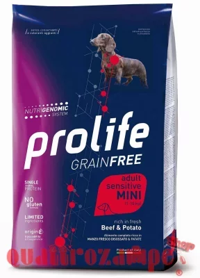 Prolife Dog Mini Adult Sensitive Manzo e Patate 7 kg Crocchette Grain Free Per Cani