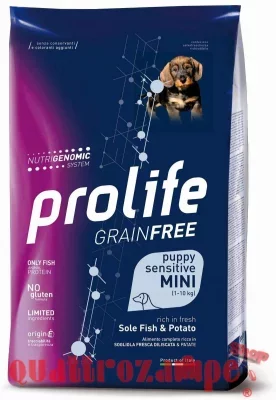 Prolife Dog Sensitive Grain Free Mini Puppy Sogliola e Patate 2 kg Cane