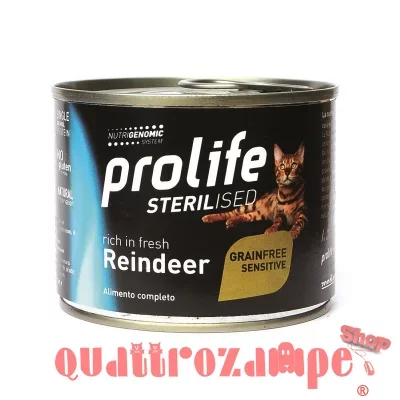 Prolife Cat Sterilised Grain Free Sensitive Renna e Patate 200 gr Gatto